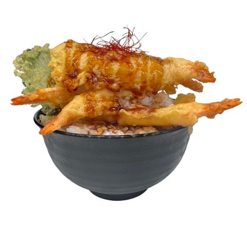 まるでジェンガのような海老天丼